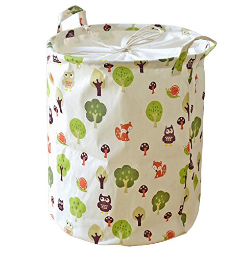 Kimjun Multifunktionale Household Stoff Leinen Wäschesammler Wäschebox Faltbare Wäschekörbe Kinder Spielzeug Aufbewahrungskorb Aufbewahrungsbox Tiere + Bäume