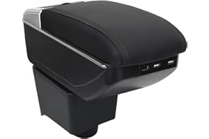 OYHCM Accoudoir Centrale pour VW POLO Mk5 6R Vento 2002-2009, Rangement Intégré, Cuir Noir, Facile à Installer, Accessoire Intérieur Voiture