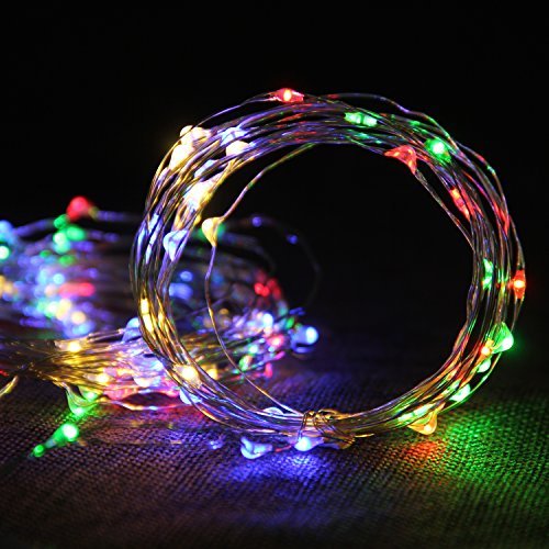Preisvergleich Produktbild Telckabel Lichterkette 10M 100er LEDs Kupferdraht Lichterketten IP67 Wasserdichte Beleuchtung mit Batteriebetrieb, Dekoration für Garten, Party, Weihnachten, Neujahr, Hochzeit, Innen und Außen (Bund,vier Farbe)