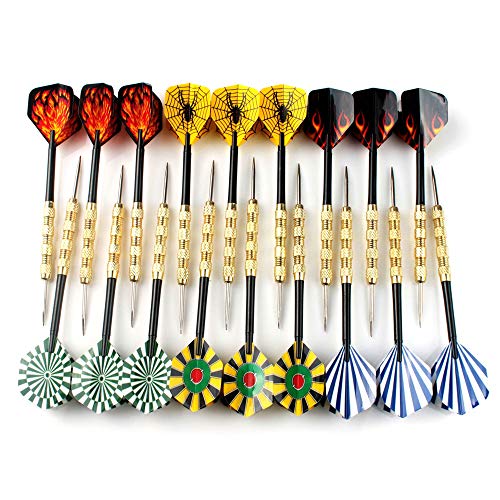 HUI JIN Lot de 18 fléchettes à Pointe Aiguille en Acier Inoxydable avec 4 Styles d'ailettes