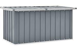 Capwee Baule da Esterno Metalli Cassapanca Contenitore da Esterno Cassapanca Contenitore Box Porta Attrezzi Bauli Contenitori Baule da Interno-Grigio-129 x 67 x 65 cm