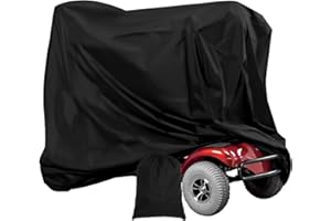 Gatphy Heavy Duty Mobility Scooter Cover, 190D Oxford Waterproof Scooter Rain Cover with Drawstring Cord & Storage Bag Anti-Uv Wheelchair Storage Covers for Most Mobility Scooters (190X71X117cm)