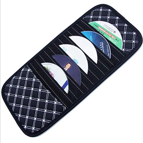 Aogolouk Car 10-Pocket CD Visor Clip organizer Car CD Bag Wallet (White line)