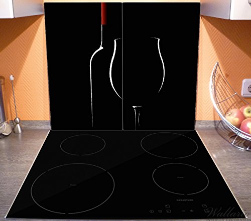 Wallario Herdabdeckplatte / Spritzschutz aus Glas, 2-teilig, 60x52cm, für Ceran- und Induktionsherde, Rotwein bei Nacht - 3