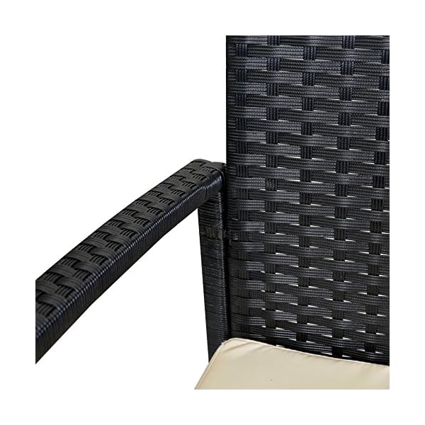 EBS 3 Piece Rattan Wicker Patio Garden Lawn Furniture Outdoor / Indoor Complete Set with Coffee Table + Chairs Set for 2 - Black PE - Image 6
