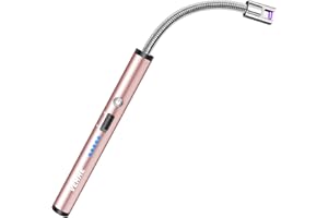VEHHE Electric USB Rechargeable Electric LED Display Arc Lighter Long Flexible Neck Suitable for Kitchen, Candles, Gas Stoves, Grill, Rose Gold