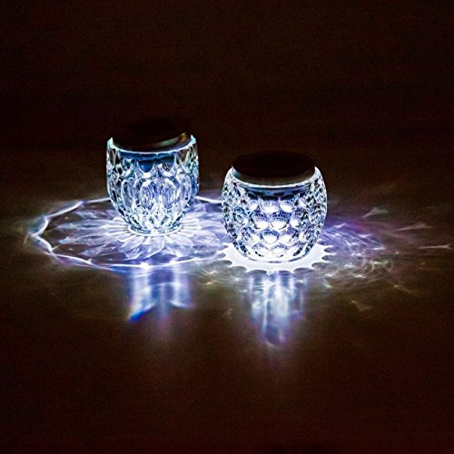 2 x LED Edelstahl Solar Tischleuchte Glas Solarleuchte Farbwechsel oder weißes Licht - 3