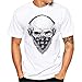 Produktbild Bluse Shirts Herren, Sunday Herren Mode Schädel Druck Tees Shirt Kurzarm T-Shirt Männer Casual Basic O-Neck Weiß (4XL, Weiß)