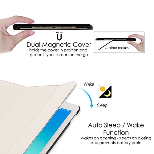 Forefront Cases® Neue Leder Hülle / Tasche / Case / Cover für Samsung Galaxy Tab A 9.7 SM-T550 (Mai 2015) – Rundum-Geräteschutz und intelligente Auto-Sleep-Wake-Funktion mit 3-JAHRES-GARANTIE VON FOREFRONT CASES – inkl. Eingabestift und Displayschutz - 5