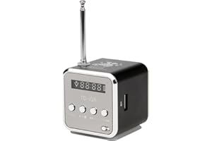 TIANXUAN Mini Radio Digital Radio Td V26 Small Portable Retro Mains And Battery Mini Speaker Music Stereo Mp3 Mp4 Player Portable Fm Pc Fashion Support Tf Card And U Disk Usb Player (Black)