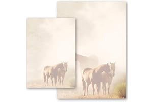 Papier à motif Nature CHEVAUX DANS LE BROUILLARD 100 feuilles DIN A5 - Paper-Media