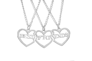Elegant Rose 3 Pcs Best Friends Forever BFF Ensemble de Pendentif à clés en Argent et Coeur Ensemble Accessoires pour amitié