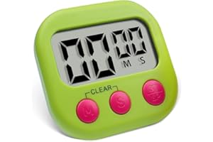 Kitchen Timer Digital, Pitasha Cooking Timer Magnetic/Backing Stand/Hanging Hole, Count up&Count down with Loud Alarm Electronic Memory Timers for Kitchen Bathroom Training Classroom