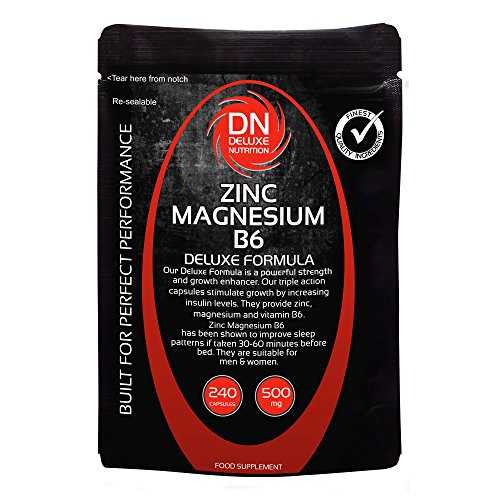 Zinc Magnesium B6 240 Capsules 500mg | Deluxe Formula | Upto 3 Months Supply | Contains Zinc for Testosterone Levels