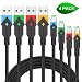 Produktbild Micro USB Kabel [4-Stück, 3m*1, 2m*1, 1m*2] Foxsun 2,4A USB Ladekabel geflochtenes Samsung Ladekabel - High Speed Sync und Ladekabel für Android Handys, Samsung Galaxy, HTC, Huawei, Sony, Nexus, Nokia, Kindle und mehr (Rot, Orange, Grün, Blau)
