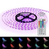 Simfonio® Tiras LED 5050 RGB - 5m de longitud - 300 LEDs - Multicolor - Control remoto de 44 botones y fuente de alimentación [Clase de eficiencia energética A]