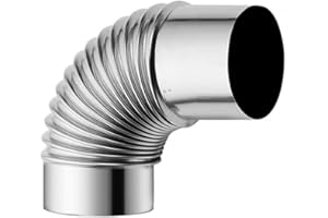YUETTYY Tubo de combustión de estufa, tubo de codo de 90°, codo de tubo de estufa de acero inoxidable, tubo de combustión resistente al calor, tubo de chimenea para estufas de diámetro 50 mm-100 mm (Ø