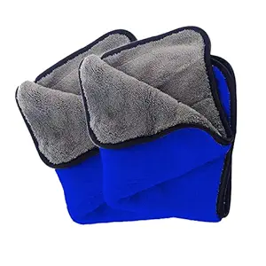 Clickbic Microfiber Car Cleaning & Detailing Towel 40x40 cm 700 GSM Blue 2 pc| Super Soft, Streak Free, Quick Drying & Super Absorbent