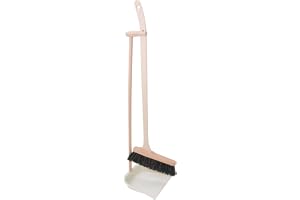 Aqbau® Premium HolzI stående sopset vit – sopskyffelset med långt handtag – handborste av äkta bokträ med hästhår – metallsop