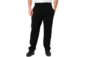 LABEL APPAREL Mens Open Hem Joggers Fleece Trousers 290 GSM Sweatpants Winter Bottoms Lined Casual Track Pant Warm Jogging Zip Side Pockets Plus Size S-8XL