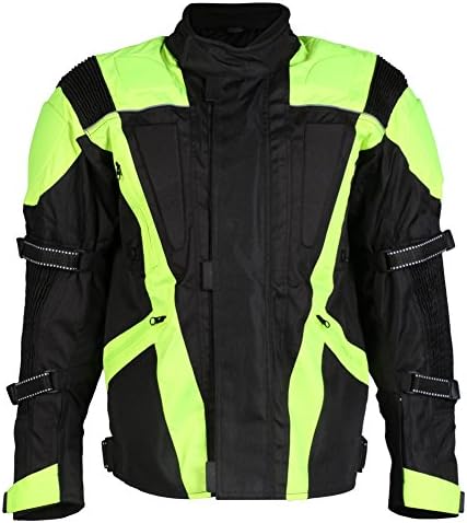 Turin Mens Black & Hi-Vis Waterproof & Armoured Motorbike Jacket - Sizes M-5XL