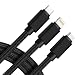 Produktbild Multi Ladegerät Kabel j2cc 3 in 1 USB Ladekabel Adapter Stecker mit Zweige 100 cm länger 8 Pin Lightning/Micro USB 2.0/USB C Anschlüsse für iPhone, Samsung, Huawei, Kindle, etc. schwarz