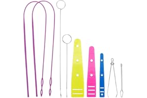 Komoyo 9pcs Kit d'Outils de Couture, Enfile-câbles Flexibles de Rechange pour Cordon de Serrage, Enfileur Plat en Plastique, Tourneur de Boucle de Couture, Pince à Épiler en Métal et Enfile-Aiguille