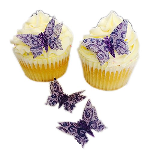 12 décorations Fait main en dentelle effet 3D corps de Papillon Paillettes comestibles Papier Cake Toppers décorations