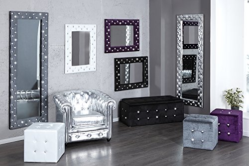Großer Wandspiegel BOUTIQUE 170×60 lila Samt mit Strassknöpfen - 4