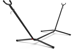 Anyoo Stelaż hamaka outdoorowego ze stali, stojak z przenośną torbą do przenoszenia, do ogrodu, na kemping, pojemność 250 kg, kolor czarny