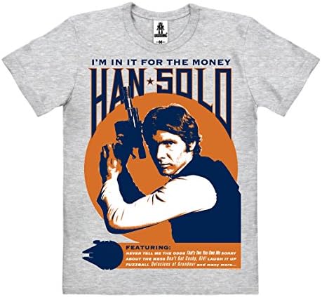 Logoshirt Star Wars - Han Solo - I'm In It For The Money Organic Cotton Easy Fit T-Shirt - Heather Grey - Original Licensed Product, Size XL