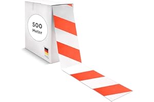 blizz-z Profi-Absperrband rot-weiß gestreift | 500 m x 75 mm | PE-Flatterband (nicht klebend) in Abrollkarton | für Baustellenabsperrungen, Gefahrenbereiche, Veranstaltungen, Events