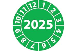 FAST-LABEL Placca di controllo dell'anno 2025, in vinile, autoadesiva, per l'anno 2025 (20 mm Ø, verde, 100)