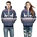 Produktbild Togelei Men's Christmas Sweatshirt Herren Herbst Winter Weihnachten Printing Pullover Langarm Hoodies Sweatshirt Elk Plum Streifen Print Tops einstellbar Kordelzug Rot Blau Grün