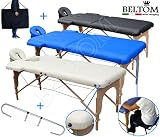 Cama de madera en 2 zonas con un portarrollos de aluminio (accesorio esencial de las camas de masaje). Establecer, indispensable para esteticistas, masajistas y fisioterapeutas. Esta cama, con su sólo 12 Kg, mientras que el mantenimiento de la fuerza y solidez que lo distingue, es el más ligero y práctico de usar y de transportar.