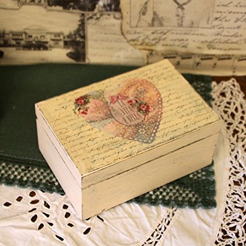 Vintage Schatulle 22x14x10 cm Herz Box Kiste Kasten Holzkiste Dekokiste