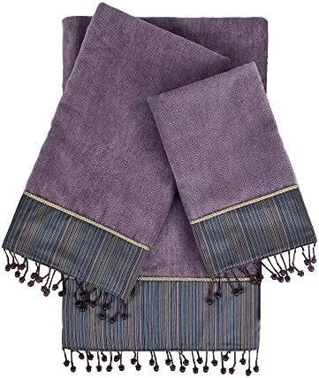 Sherry Kline Silk strie Lavender 3-Piece Embellished Towel Set