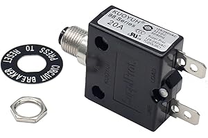 CIRCUIT BREAKERS 1 x KUOYUH 98 Serie 125/250VAC 32V DC 50/60Hz Druckknopf Manuelle Reset Thermo-Überlastungsschutzschalter mit transparenter, wasserdichter Staubkappe 3-70A (20A 1pc)