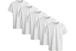 Bonjour | 5 Pack Multi-Pack Kids T Shirts 100% Cotton Boys Girls Plain Round Neck Tshirt Children Ideal for PE and School Uniform