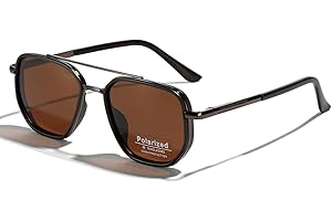 LIGOES TR90 Lunettes de soleil polarisées rétro carré plat double pont plein cadre UV400