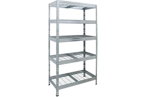 ‎HEMMDAL HEMMDAL Outdoor-Weitspannregal - 1.500 kg Tragkraft - HxBxT 180 x 90 x 45 cm - Steckregal mit 5 höhenverstellbaren Böden - 400 kg max. Fachlast - TÜV geprüft - Schwerlastregal aus verzinktem Stahl