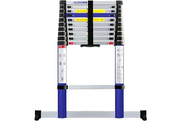 ALDORR 3,20M Échelle Télescopique en Aluminium | Escabeau Télescopique | Charge maximale 150 kg | Mécanisme de Rétraction Souple (Soft-Close) | Certifié EN131-6