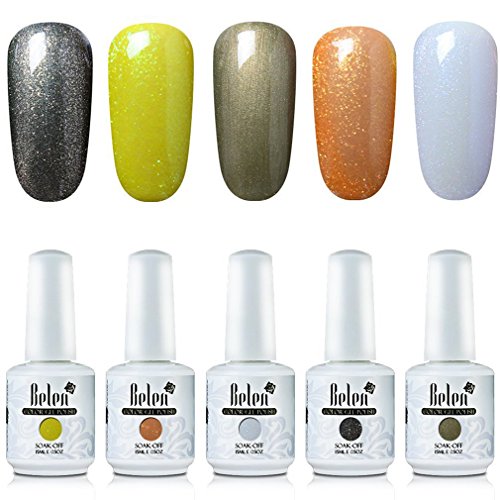 Gel Nail Polish, Belen 5PCS Kits Set Gelpolish Soak Off UV LED Gel Nail Polish Lacquer Salon Set 15ml #27