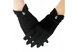 SamHeng Women Short Elegant Gloves, Classic Wedding Gloves for Bridal Vintage Party Opera Gloves for Ladies Satin Gloves 1920s Vintage Costumes