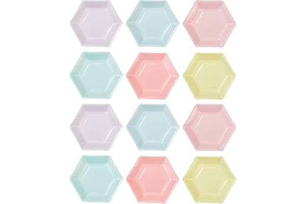 Talking Tables PASTEL-PLATE-HEX Set med papperstallrikar, Flerfärgad, 12 Stycken