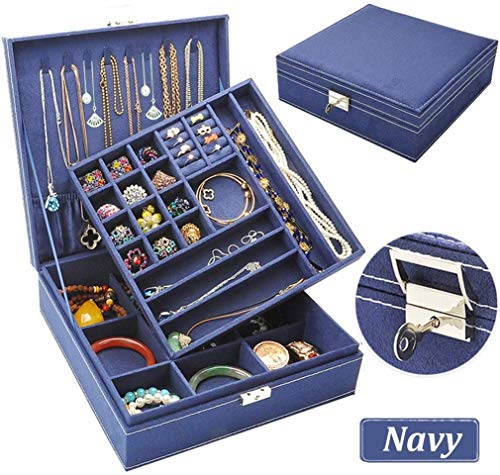 Like-very - Joyero de Dos Capas para Viajes, Organizador de Joyas, Caja de Almacenamiento con Cierre