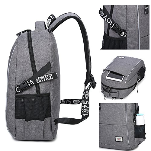 Travistar Oxford Herren Rucksack Jungen Schulrucksack Teenage Laptop Rucksack mit USB Ladeport fit 15 Zoll Laptop