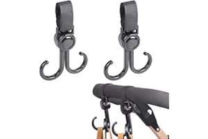 PSOWQ Crochets de Poussette, Crochets de Poussette pour Sac à Langer, Sacs à Main, Sacs Suspendus, Sacs à Dos, Sacs à Main. Accessoires de Poussette, Ajustement Universel - Noir - Paquet de 2