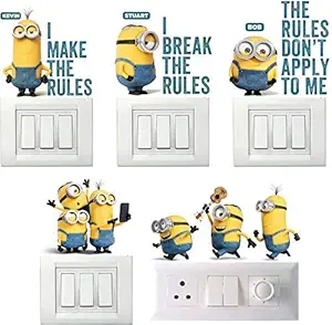 DreamKraft Vinyl Cartoon Switch Board Sticker, (11.81 x 11.81 x 0.39 Inches, Multicolour)