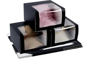 PH PandaHall 10pcs Hat Gift Box with Window for Baseball Caps, 7.6"x7.6"x4.7" Black Hat Paper Organizer Display Case Hats Containter Paper Fold Box for Christmas Dad Hats Billed Cap Snapbacks Trucker